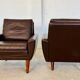 Vintage retro danish mid-century g. thams club chairs in coco brown leather