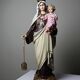 Statuette plaster ND of Mount Carmel, Olot workshops, glass eyes, 1920-1930