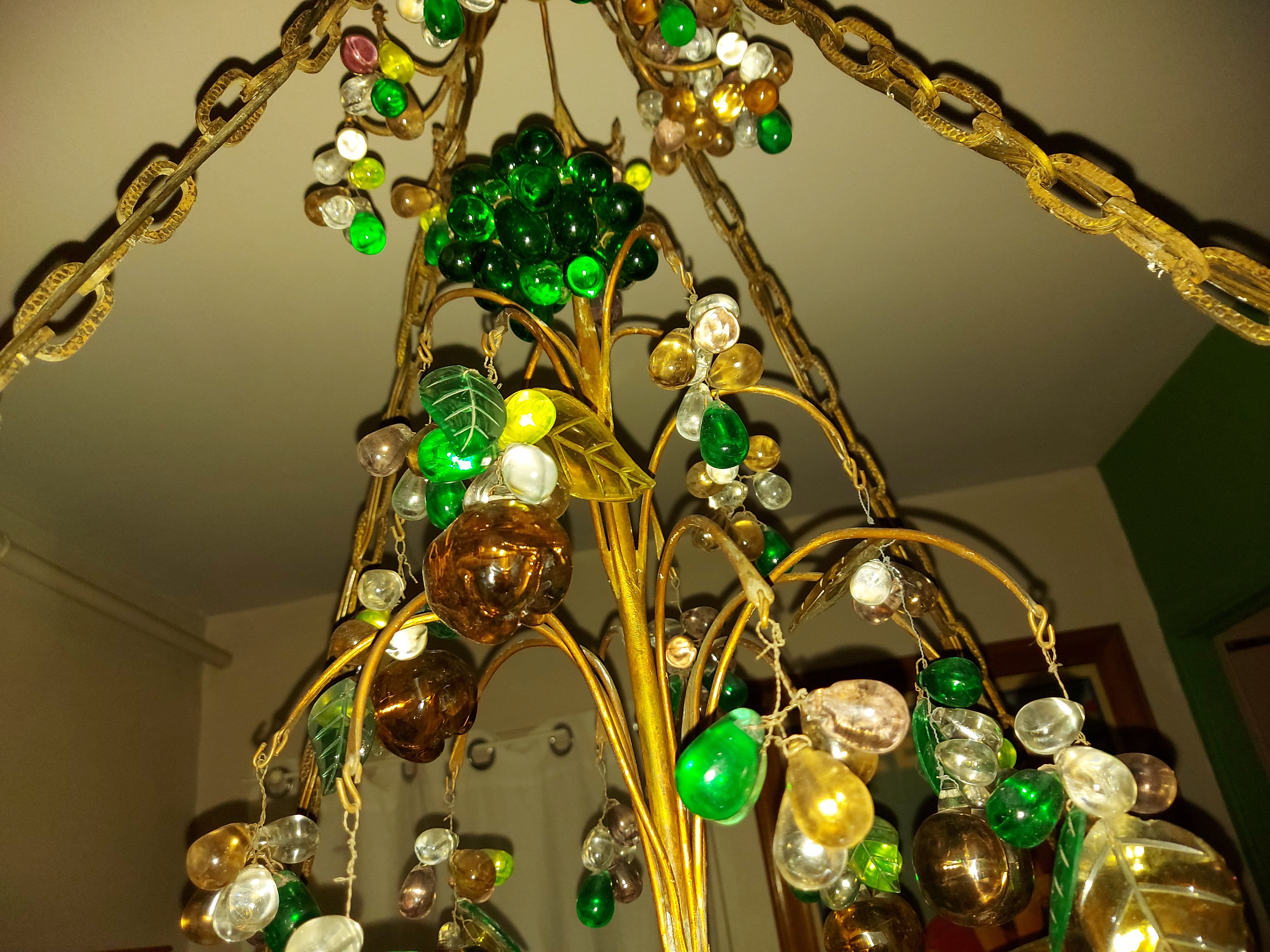 Very large art nouveau chandelier Murano (1 meter)