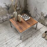 Modernist walnut and chrome coffee table