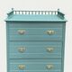 Old grey green high chest of drawers H160