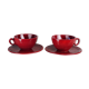 Pair of burgundy red cups with concentric streaks - Saint-Clément - 50s