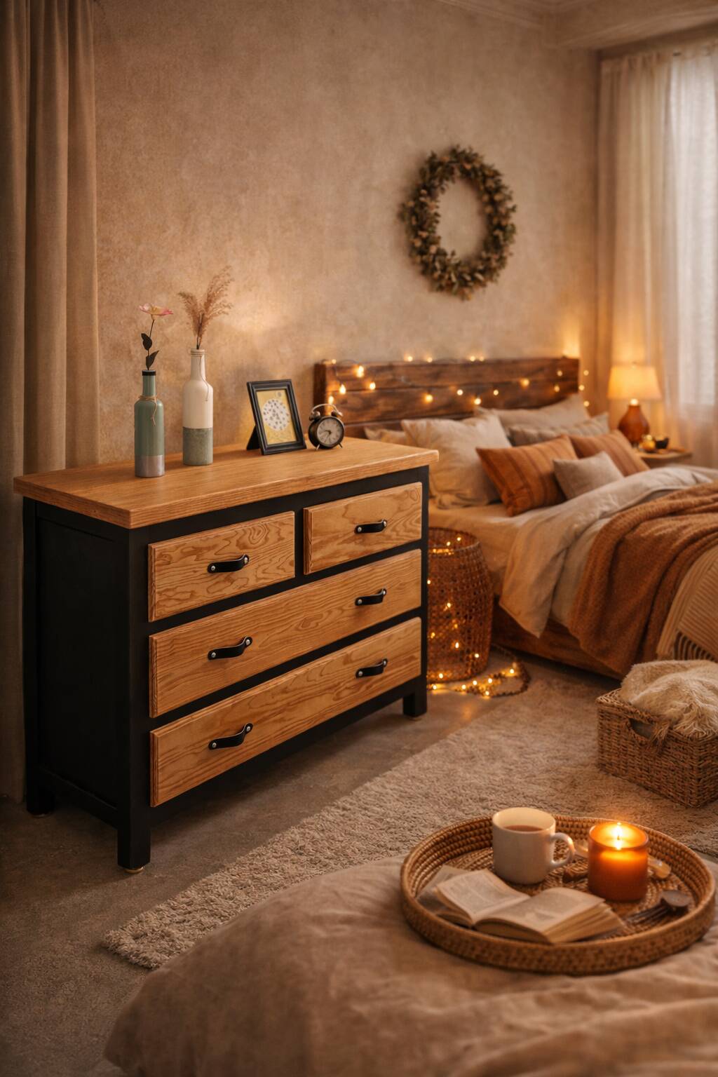 Commode bois massif et noir