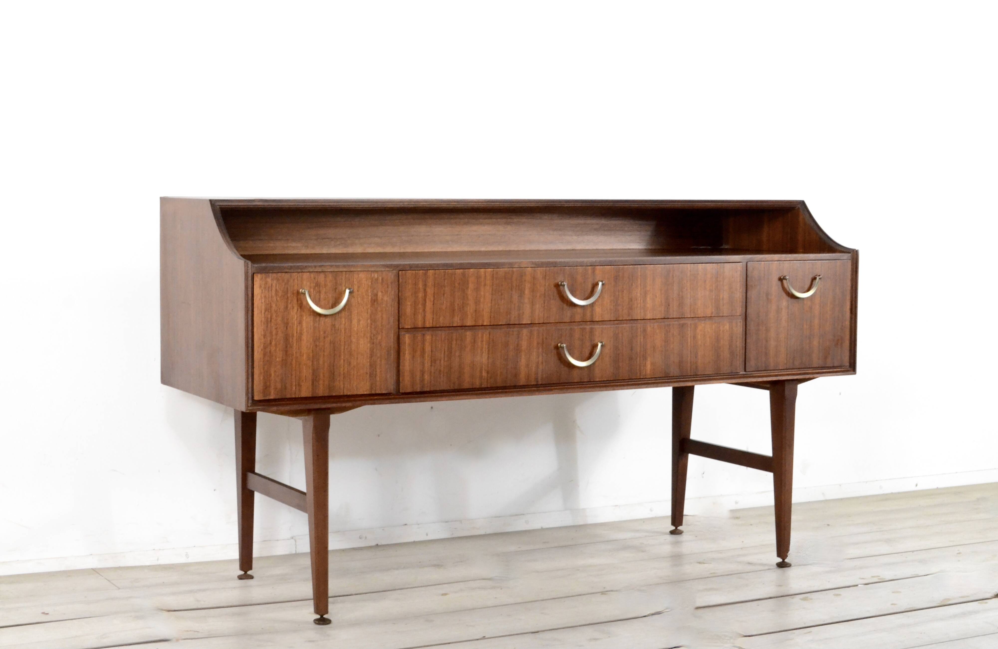 Buffet Meredew en teck et laiton des années 50. Style vintage moderne / danois.
