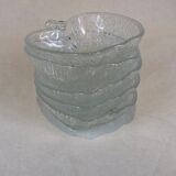 Salad bowl and cups set in molded glass, apple shape