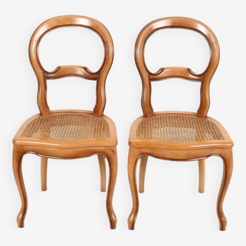 Pair of cane chairs, wooden