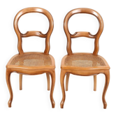 Pair of cane chairs, wooden