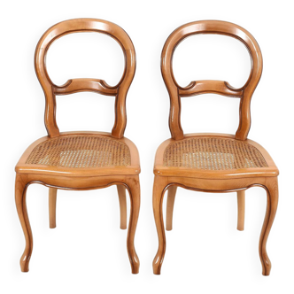 Pair of cane chairs, wooden