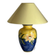 Large blue and yellow lamp with floral patterns H60