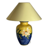 Large blue and yellow lamp with floral patterns H60
