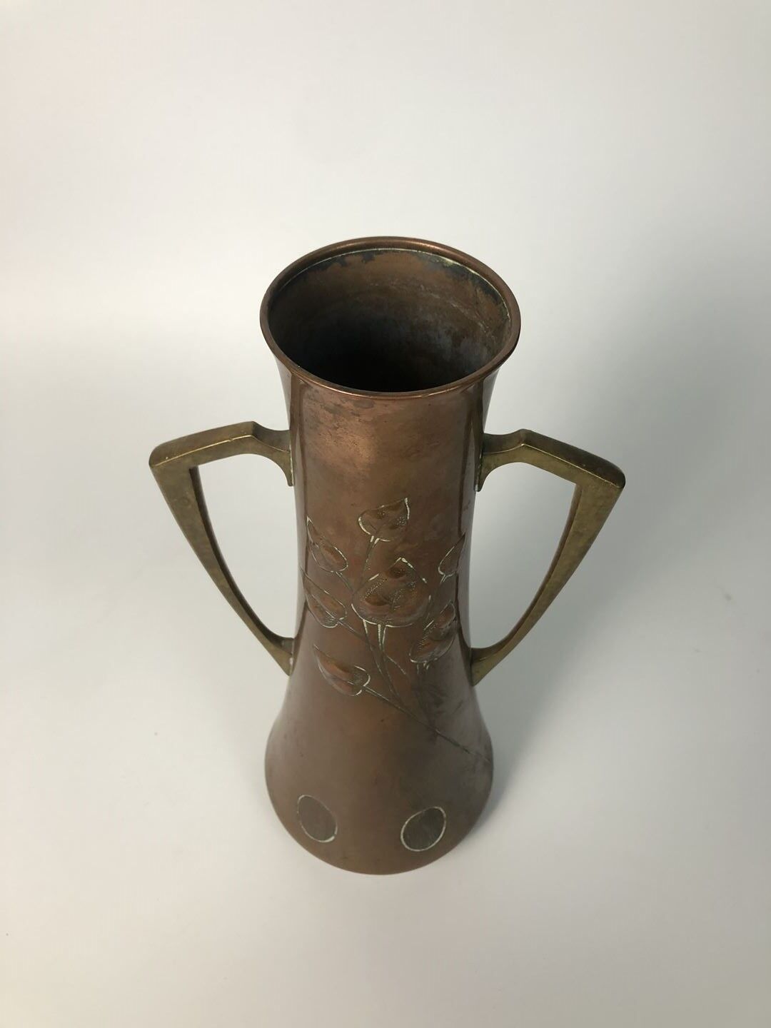 Art Nouveau vase WMF in copper and brass circa 1900