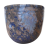 Pot cover in earthenware decoration blue, fawn and gray, with evacuation hole.