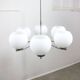 Lustre vintage en chrome et opaline, italie, 1970s