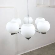 Lustre vintage en chrome et opaline, italie, 1970s