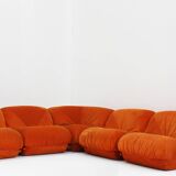 Airborne sectional sofa 'Patate' in orange corduroy, set of 7