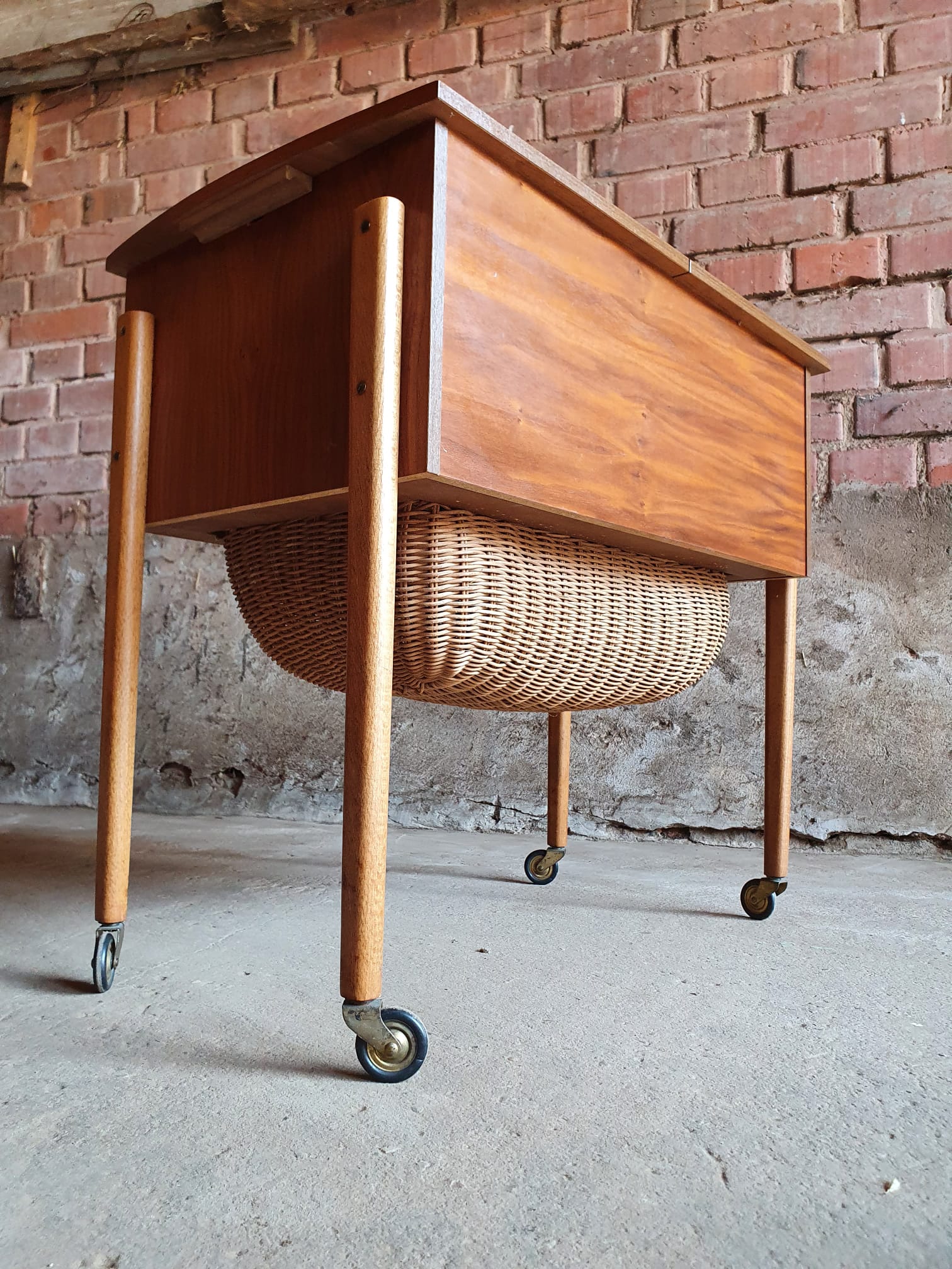 Piece of furniture with scandinavian teak sewing 1950