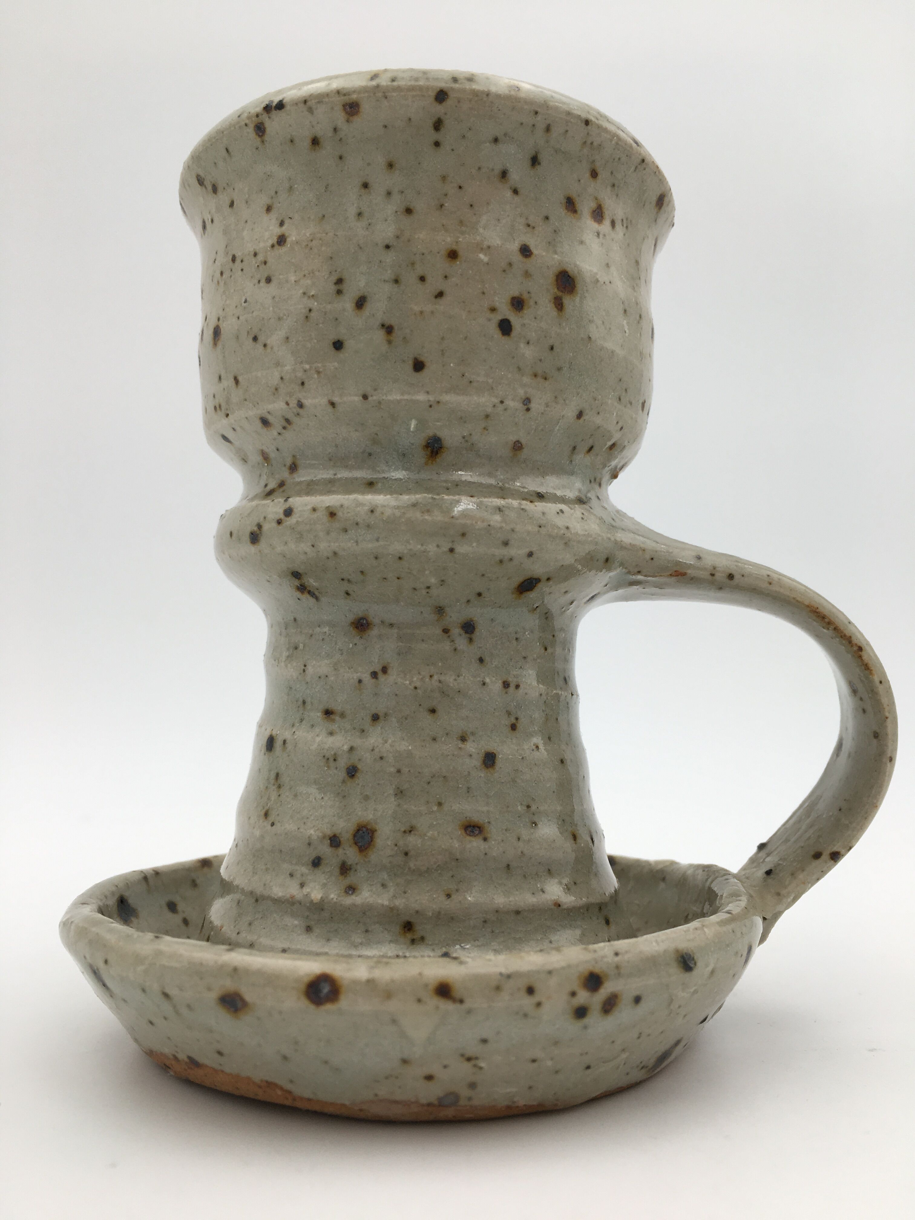 Bougeoir en grès pyrité émaillé, signé Gustave Tiffoche - années 1960