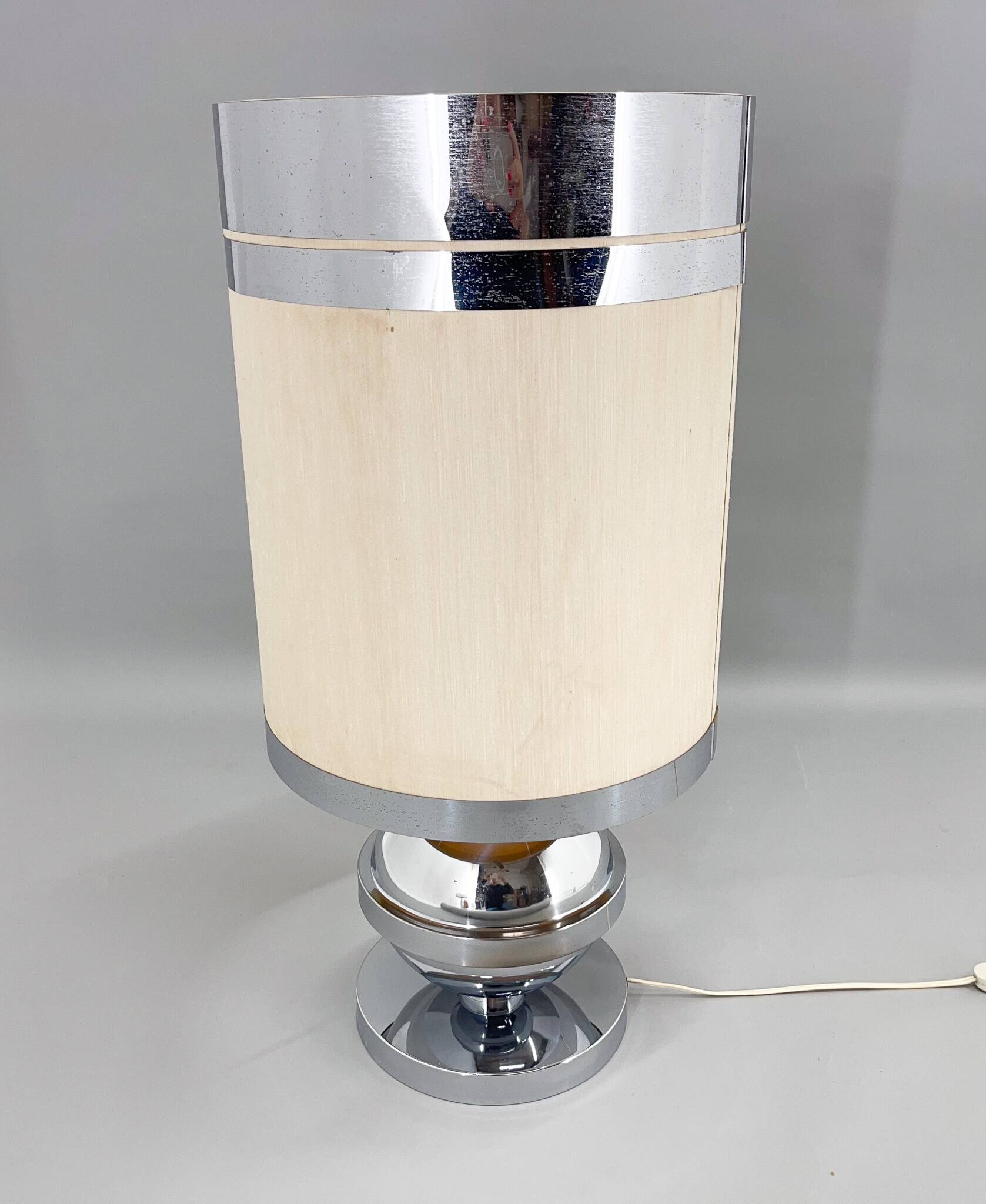 Large Mid-century Italian Chrome Table Lamp, 1970s