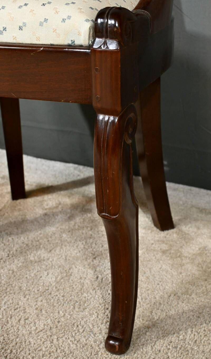 Set of 4 Gondola Chairs in Mahogany, Restoration period – Part 1, 19th century