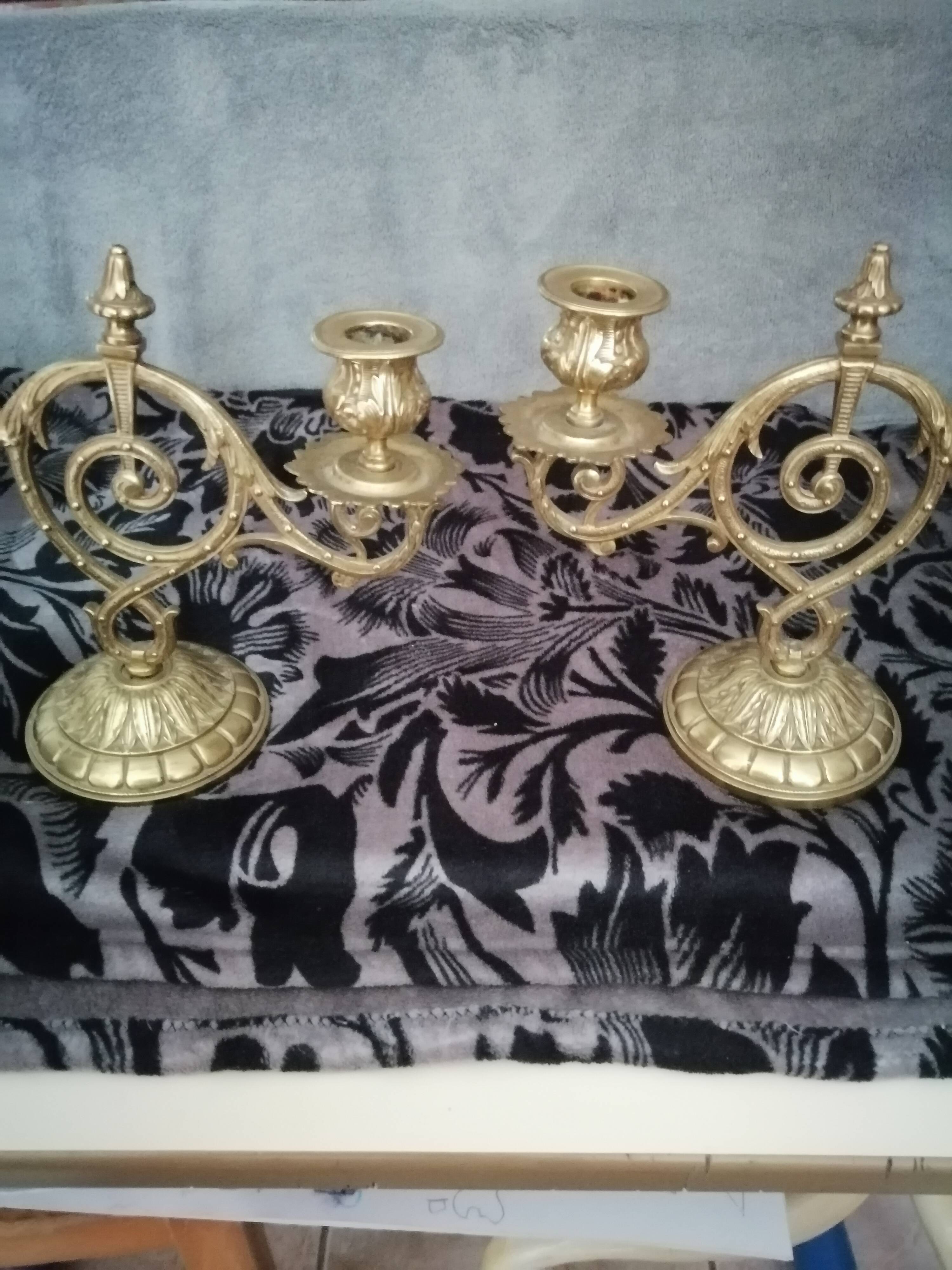 Pair of old bronze candlestick