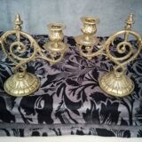Pair of old bronze candlestick