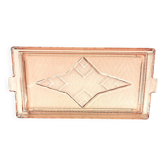 plat à cake , plateau en verre rose art déco