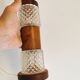 Swedish table lamp, made of what looks like rosewood and crystal glass.
