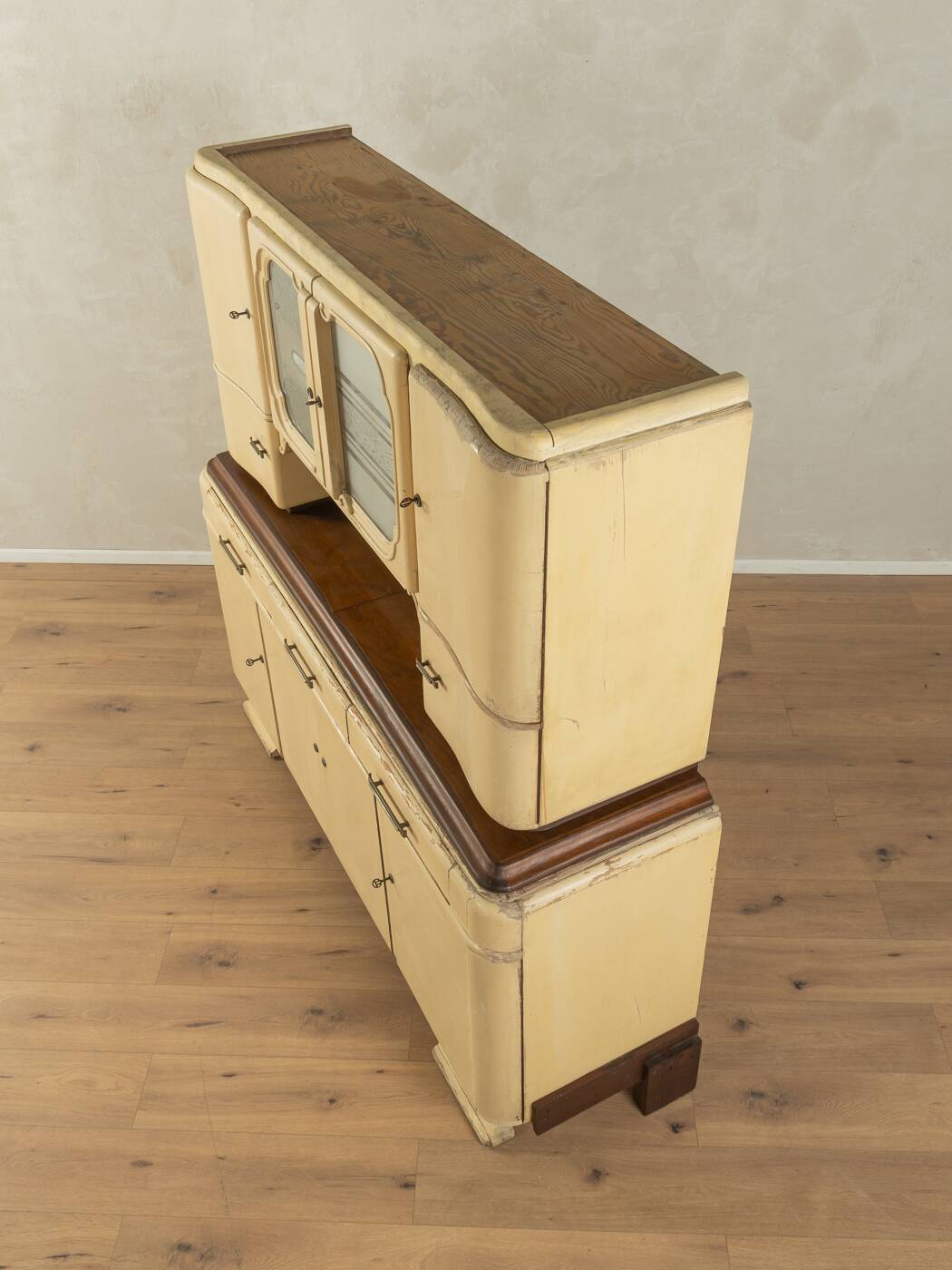 Art Deco kitchen cabinet, 1920s, two-piece