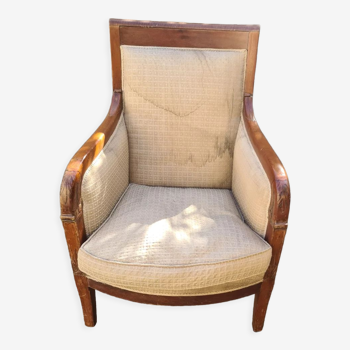 Fauteuil bergère de style empire en acajou