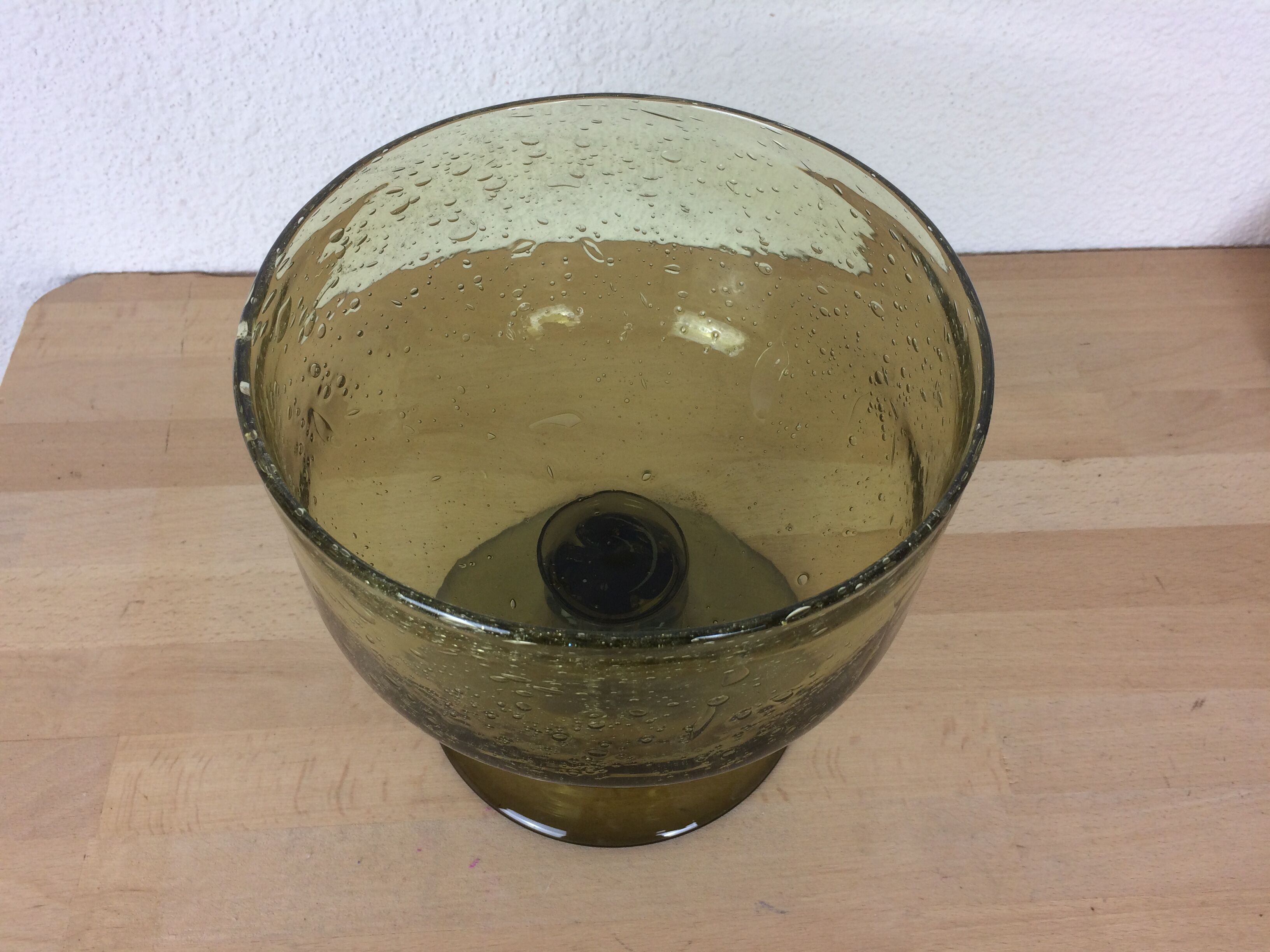 Biot bubbled glass cup, fruit basket