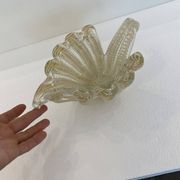 Murano Barovier 'Zebrati' Decor Glass Shell Bowl Hollywood Regency, 1960s