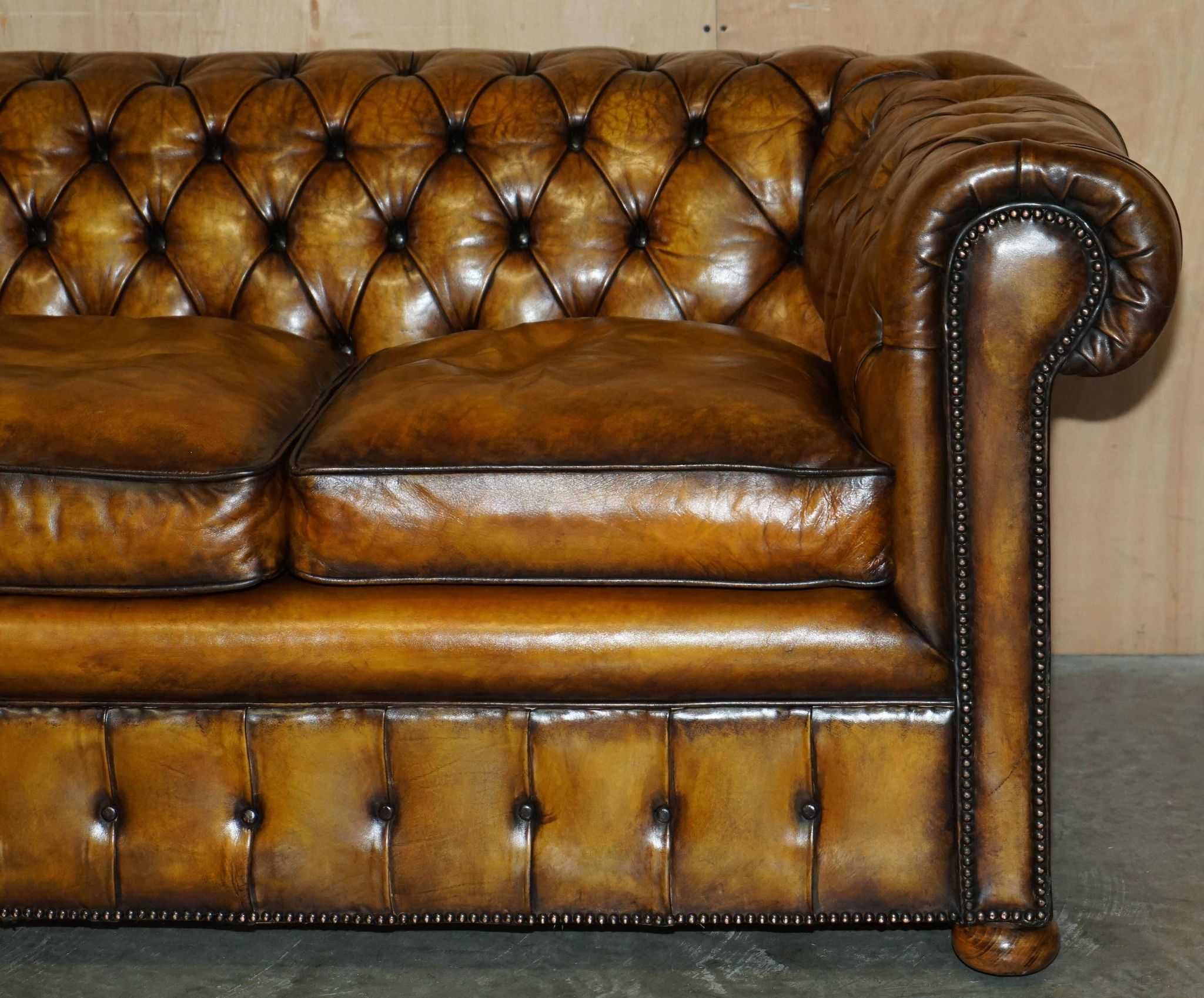 Restored vintage leather Chesterfield sofa