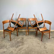 Set of 6 dining chairs by Henning Kjaernulf for Korup Stolefabrik, teak and leather, 1960s.