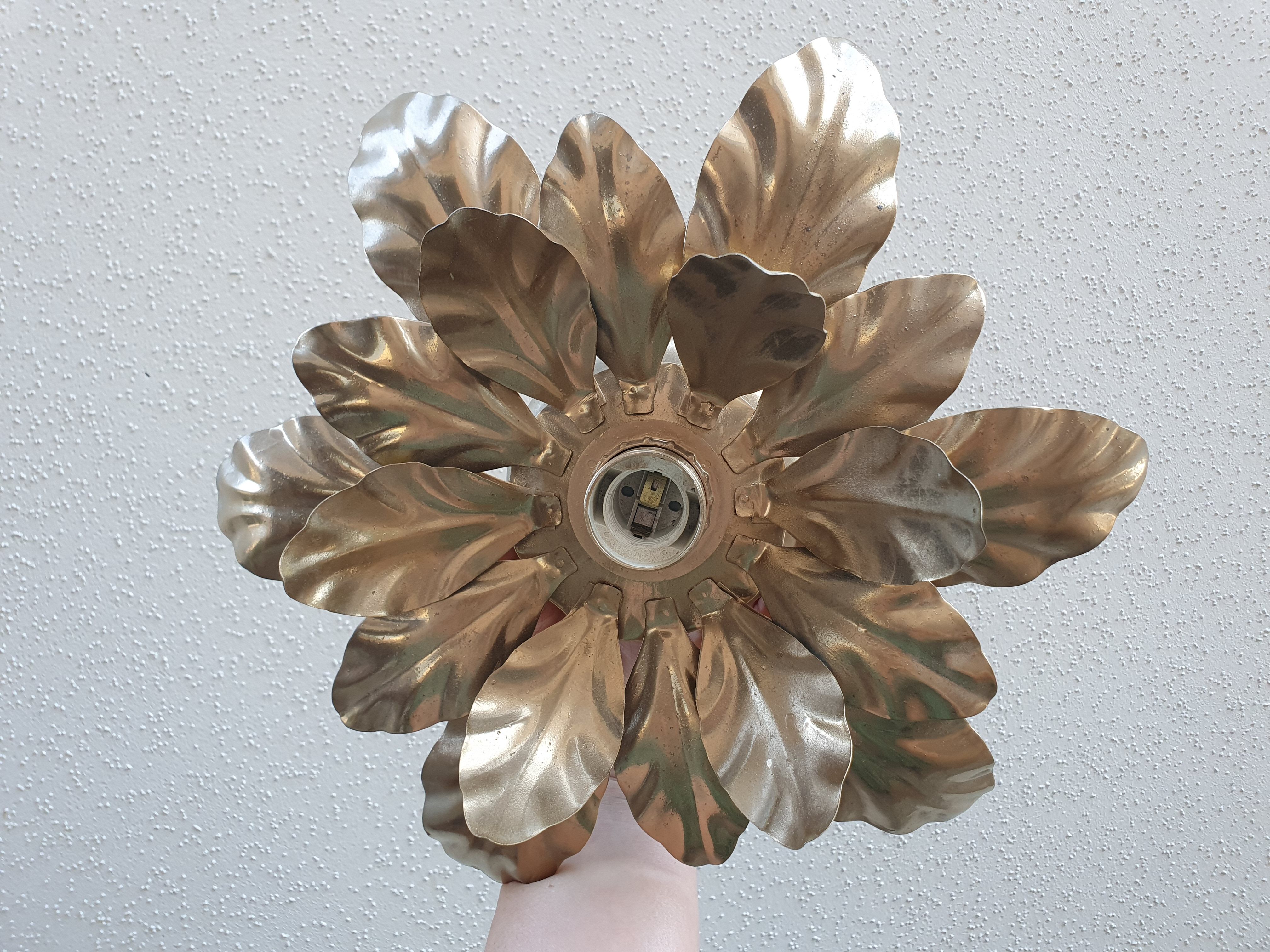 Paire d'appliques : fleurs dorées