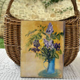 Acrylic painting of flowers in a jug.