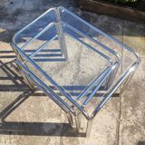 Three glass and chrome nesting tables