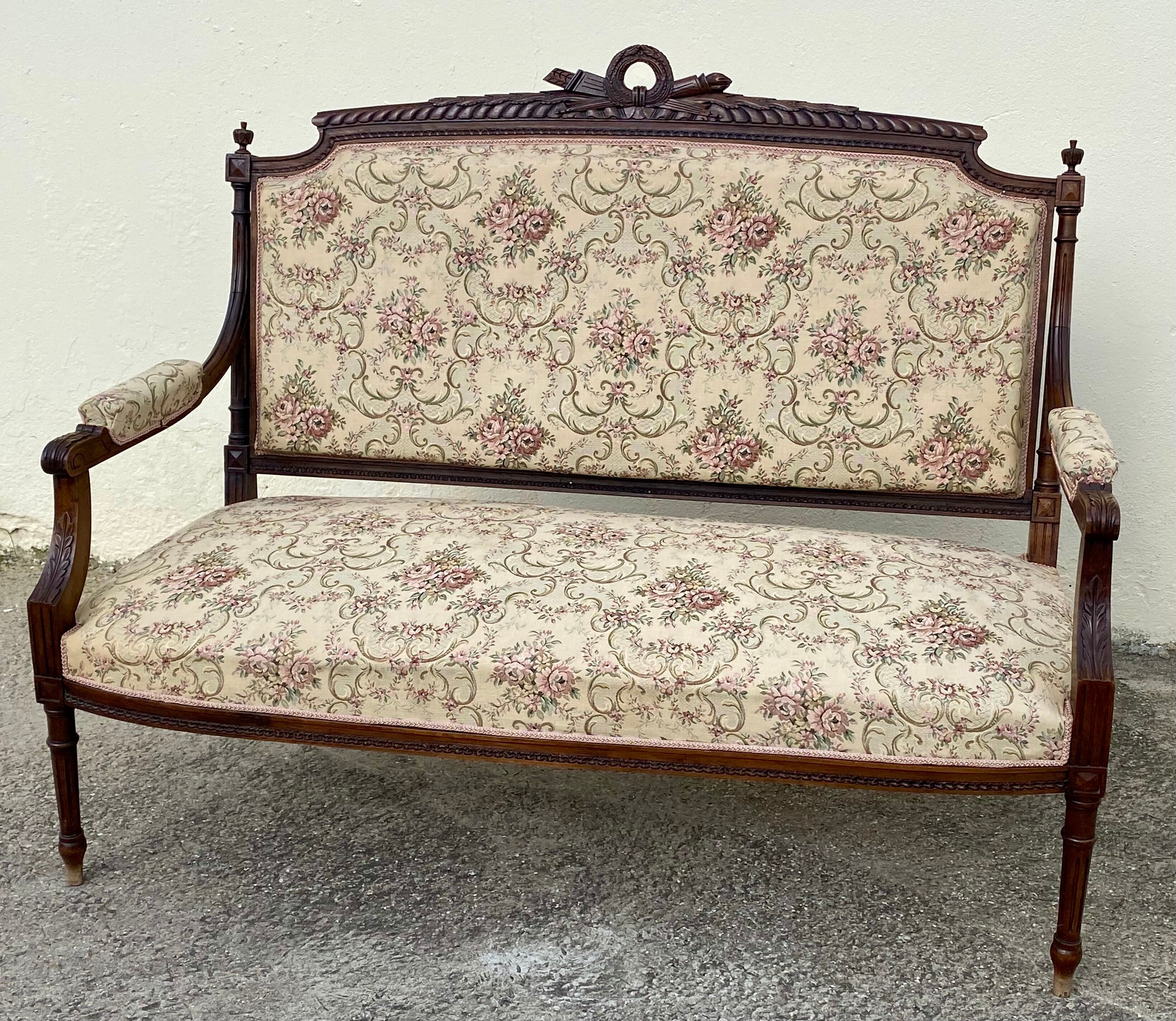 Wooden bench Louis XVI style
