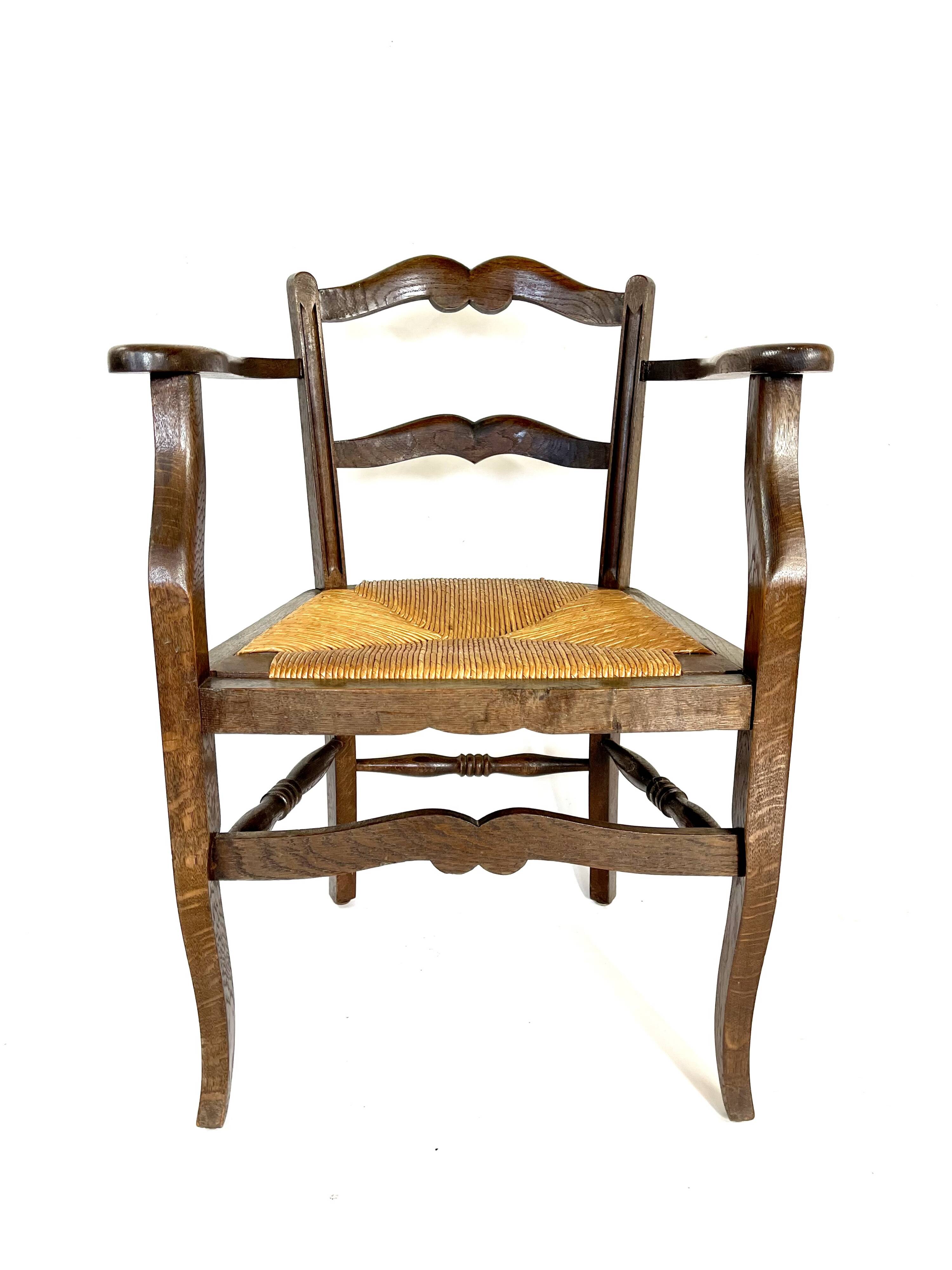 19th century rustic Provencal armchair with straw seat