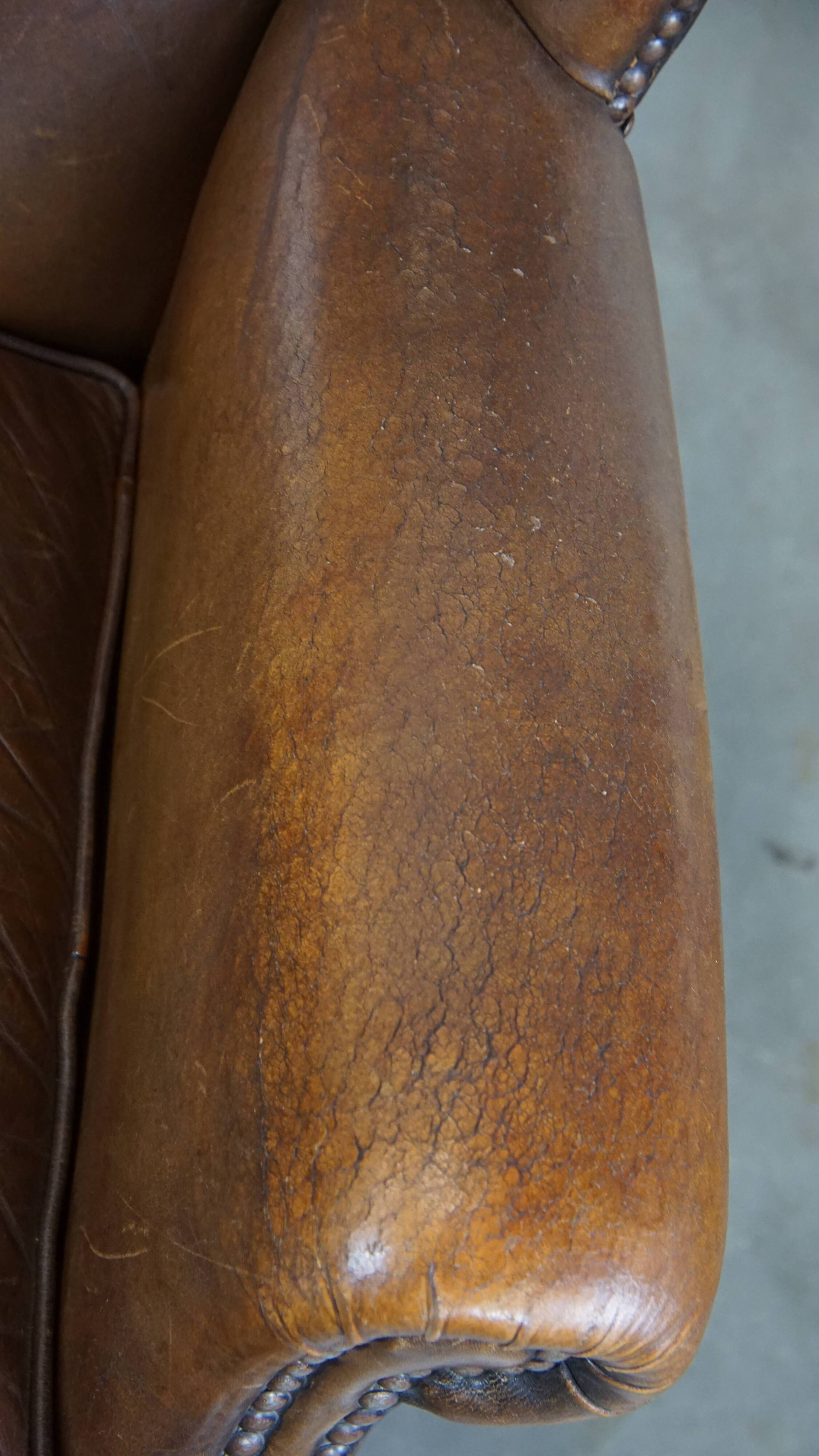 English style sheepskin wing chair