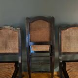 Set of 6 Roche Bobois folding chairs cannage dining room