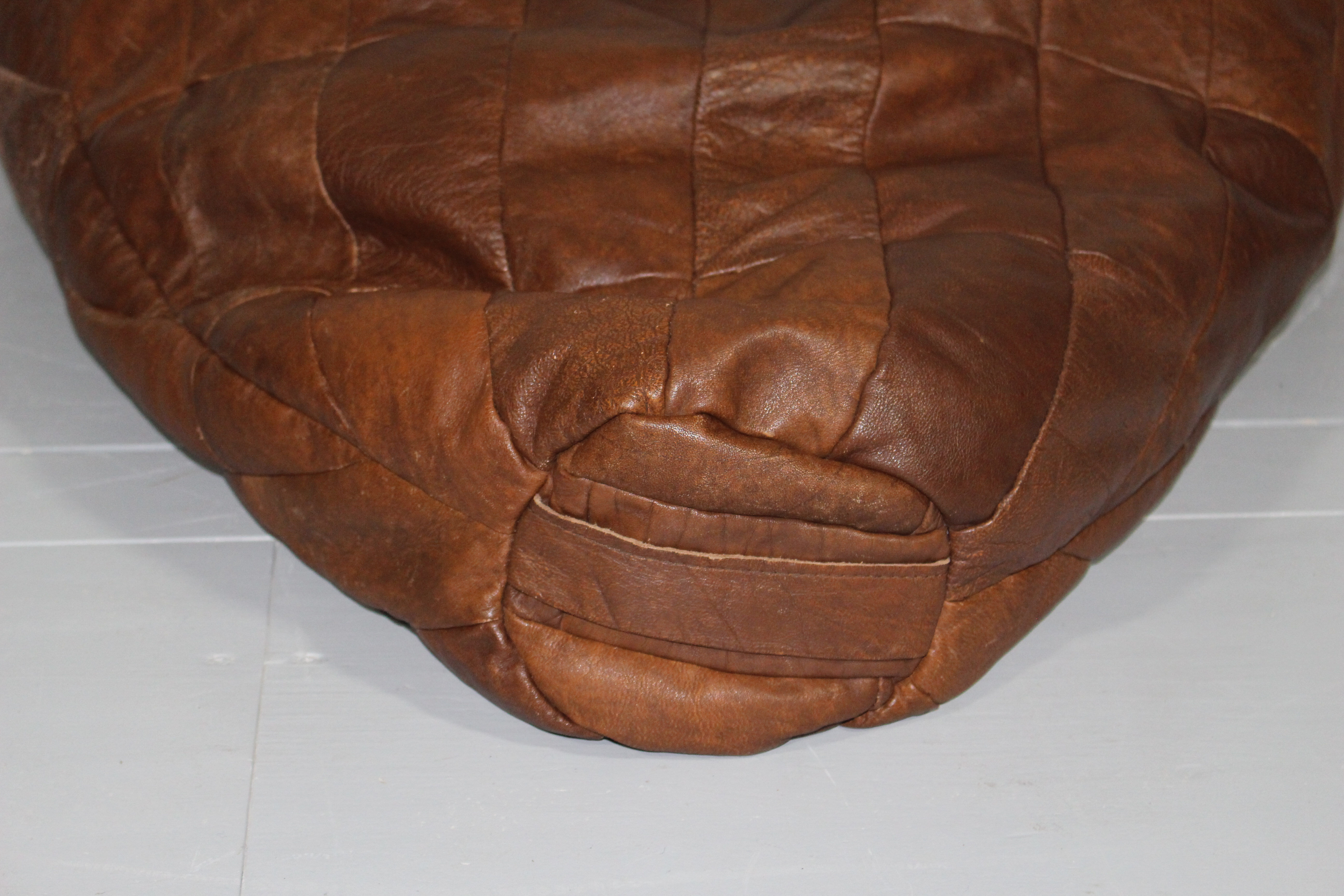 Midcentury modern leather patchwork bean bag, 1970