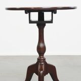 Antique English Round Open Birdcage Tilt-Top Table / Wine Table