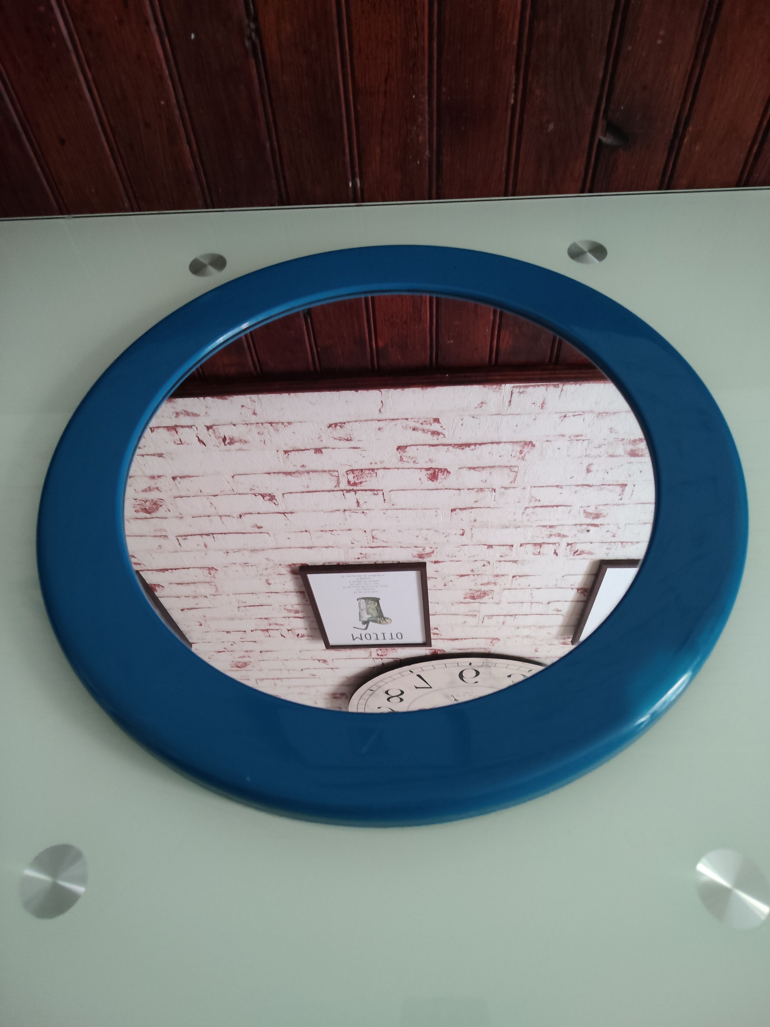 Vintage orange round mirror Syla 1970s