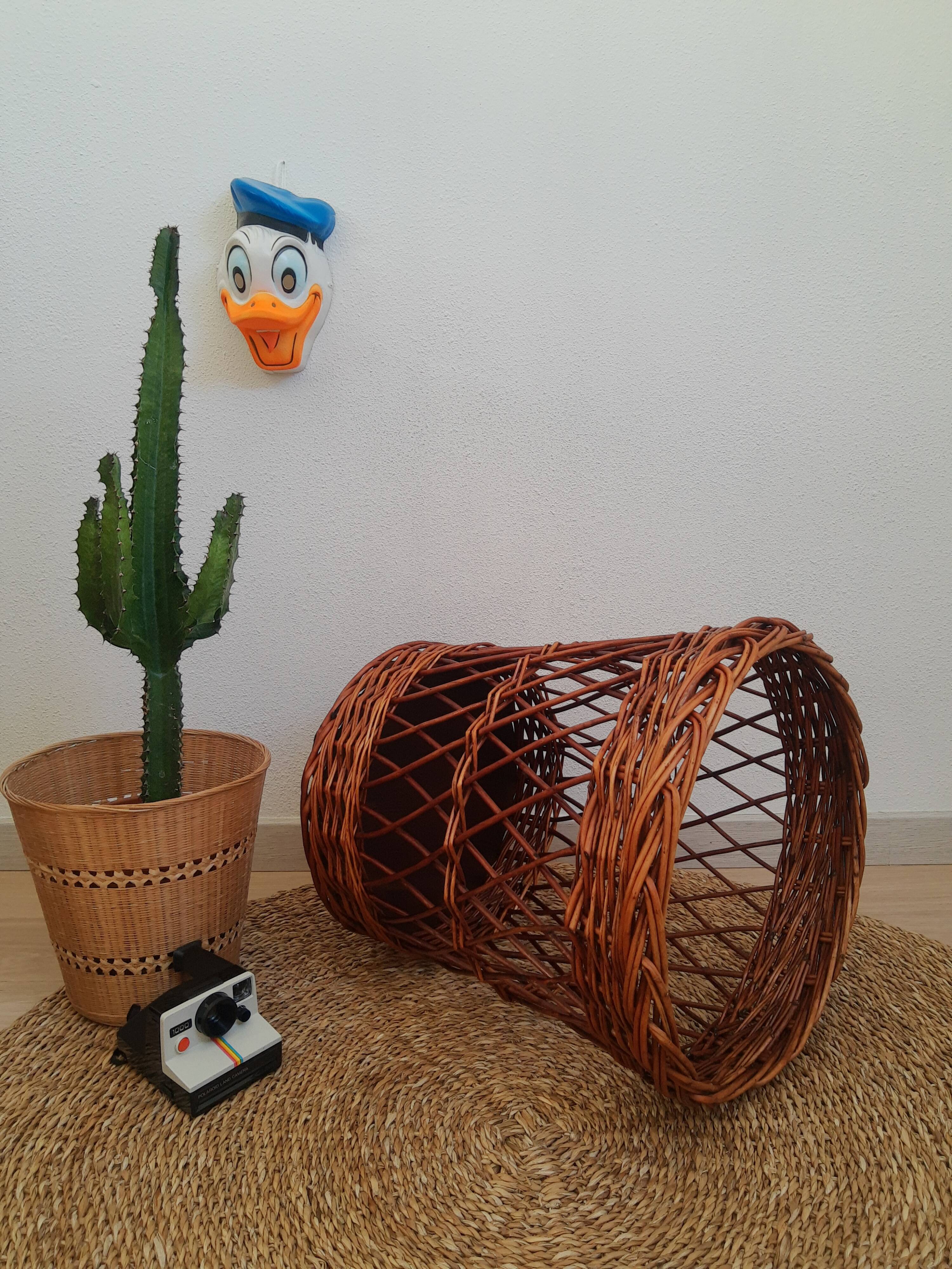 Large basket / laundry basket - vintage wicker toy basket