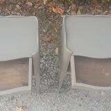 Pairs of bedside tables 1 drawer 1 niche style Louis XV wood gray mink