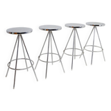Set of 4 vintage chrome bar stools - 1970s