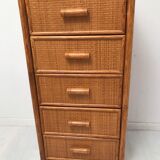 Vintage bamboo chest of drawers from the 60s and 70s