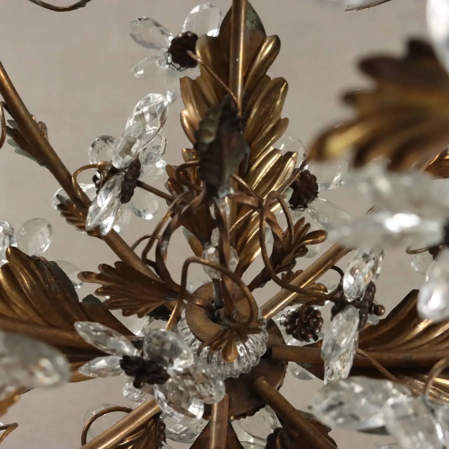 Antique golden metal chandelier, Italy, 20th century