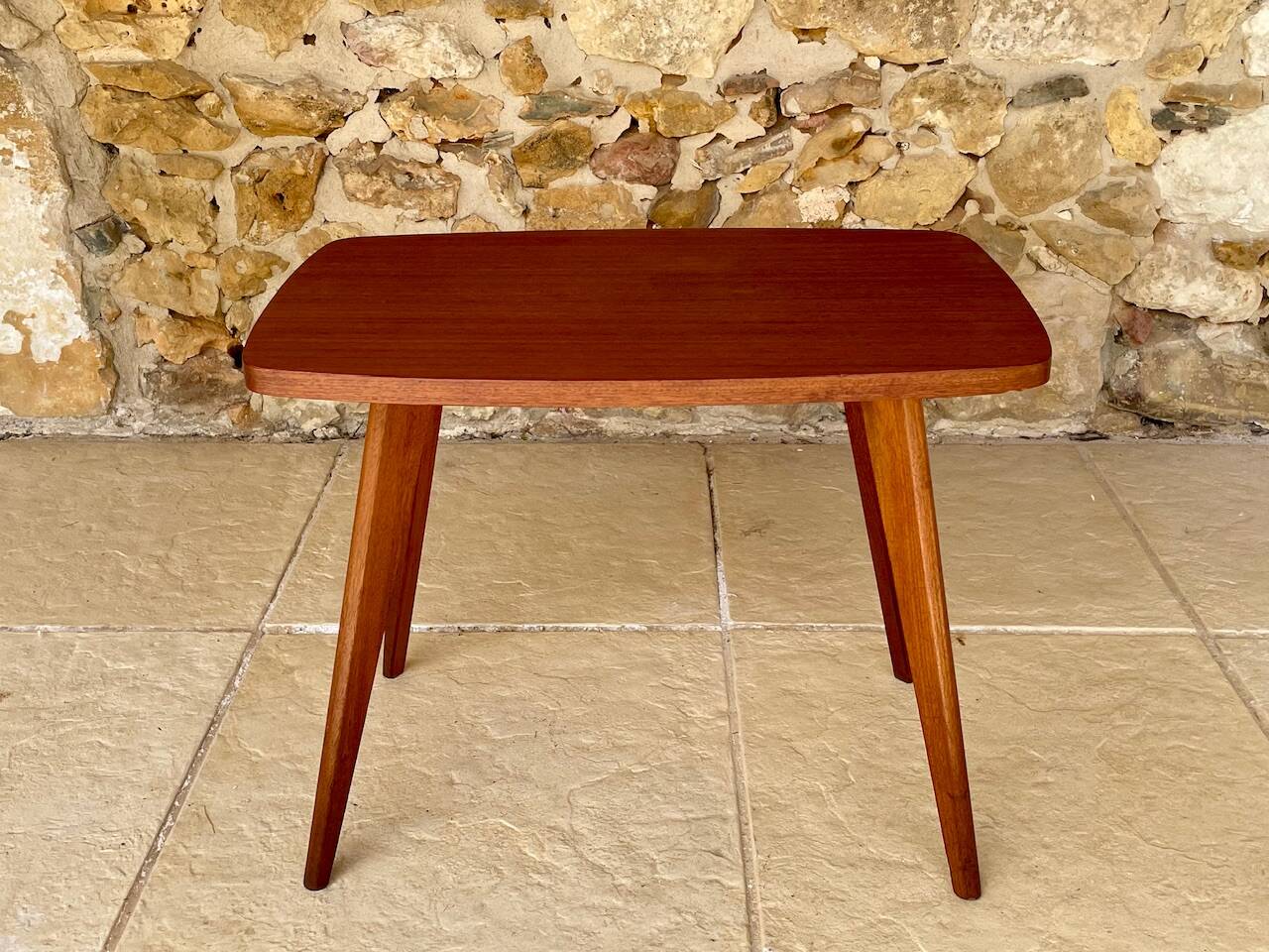 Table d’appoint vintage , pieds compas , circa 1960s