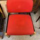 PAIR OF VINTAGE DESIGN ARMCHAIRS FROM THE 80S IN RED AND LIGHT BROS FABRIC
